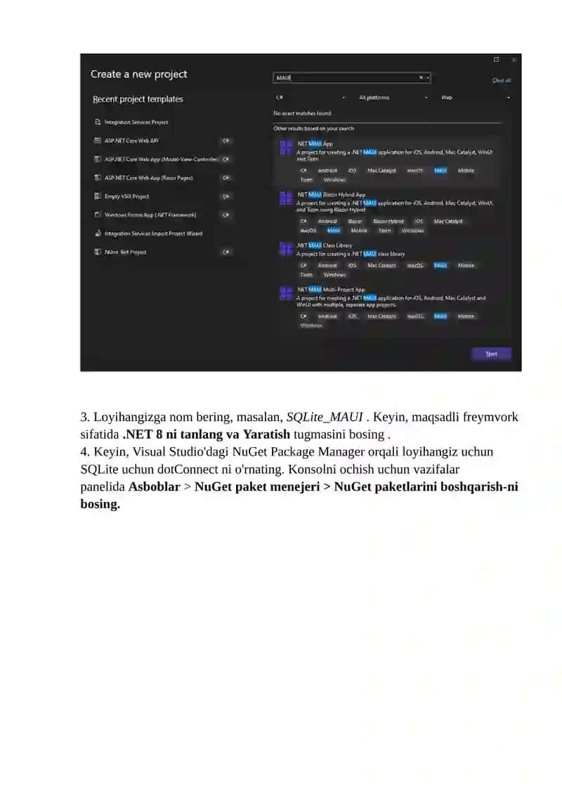 SQLite bilan CRUD operatsiyalarni MAUI ilovasida bajarish 4