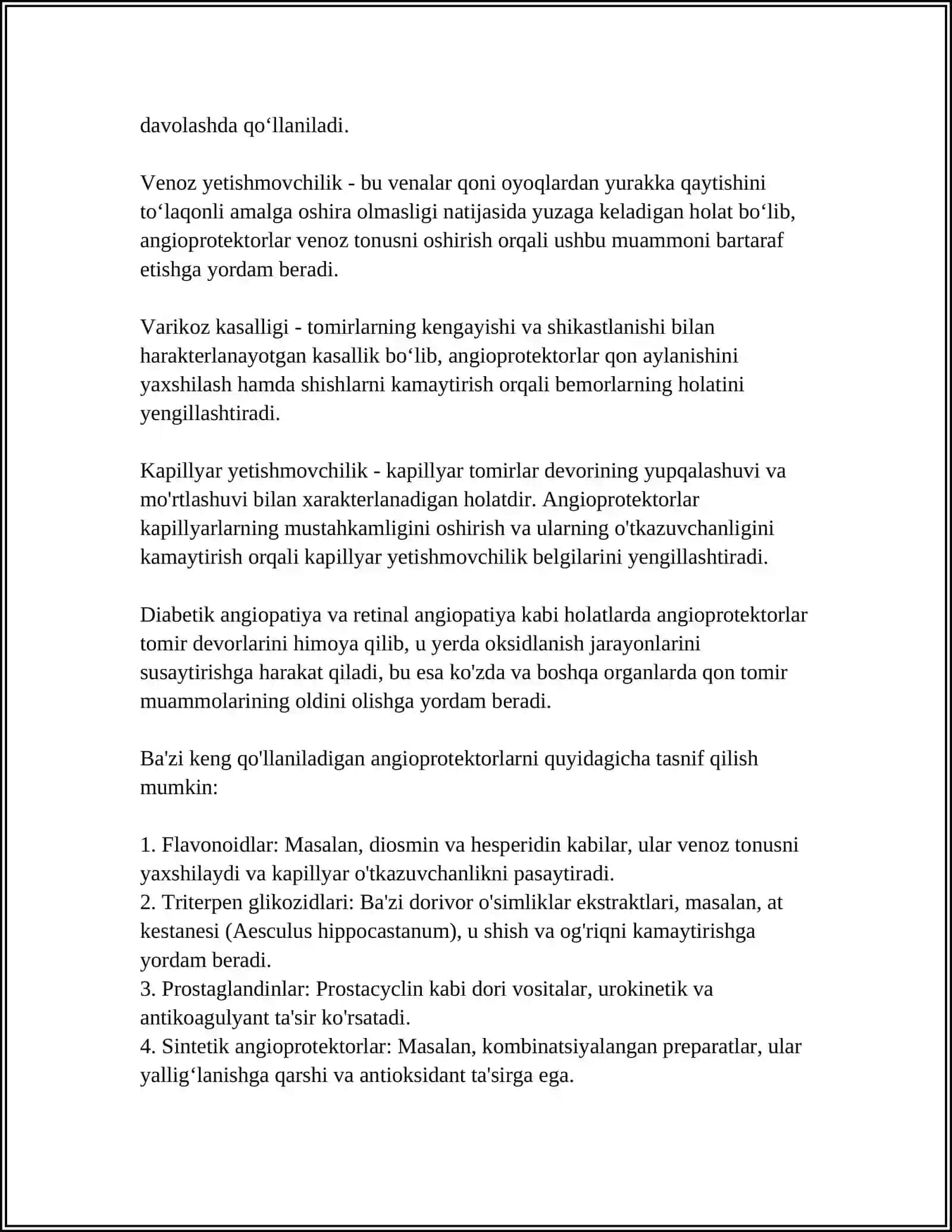 ANGIOPROTEKTORLAR,VENOTROP VOSITALAR,ATEROSKLEROZGA QARSHI VOSITALAR 4