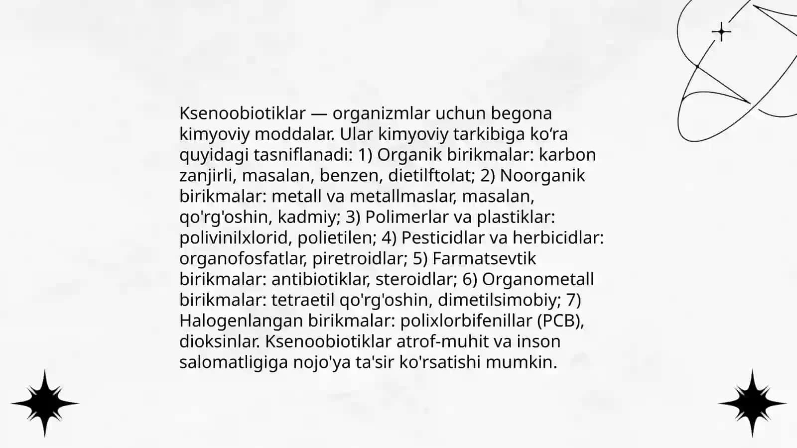 Ksenobiotiklar tarifi, tasnifi (bio, kimyo radioksenobiotiklar) 4