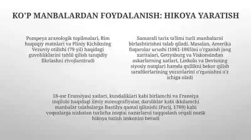 Yordamchi tarix fanlarining tarix ta'limida tutgan o'rni va roli 4