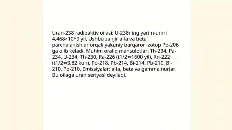 Radioaktiv oilalar. Sunʼiy radioaktivlik 4