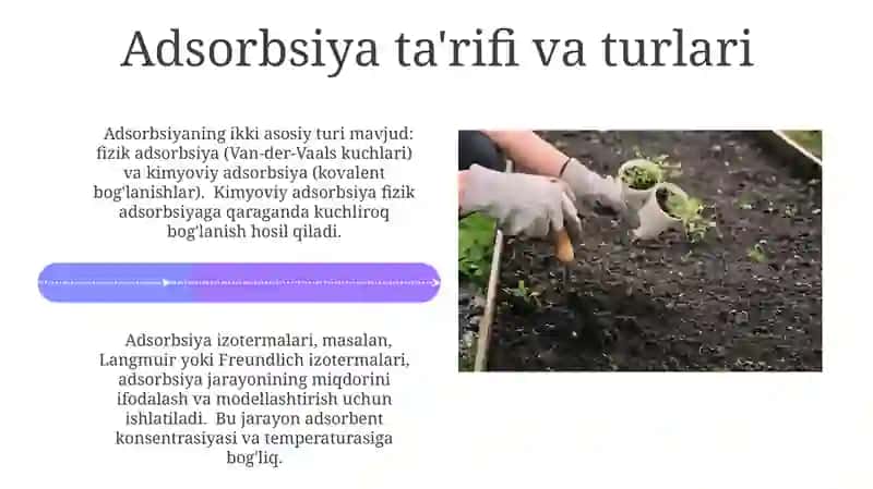 Adsorbsiya jarayoni: ta'rif va turlari 4