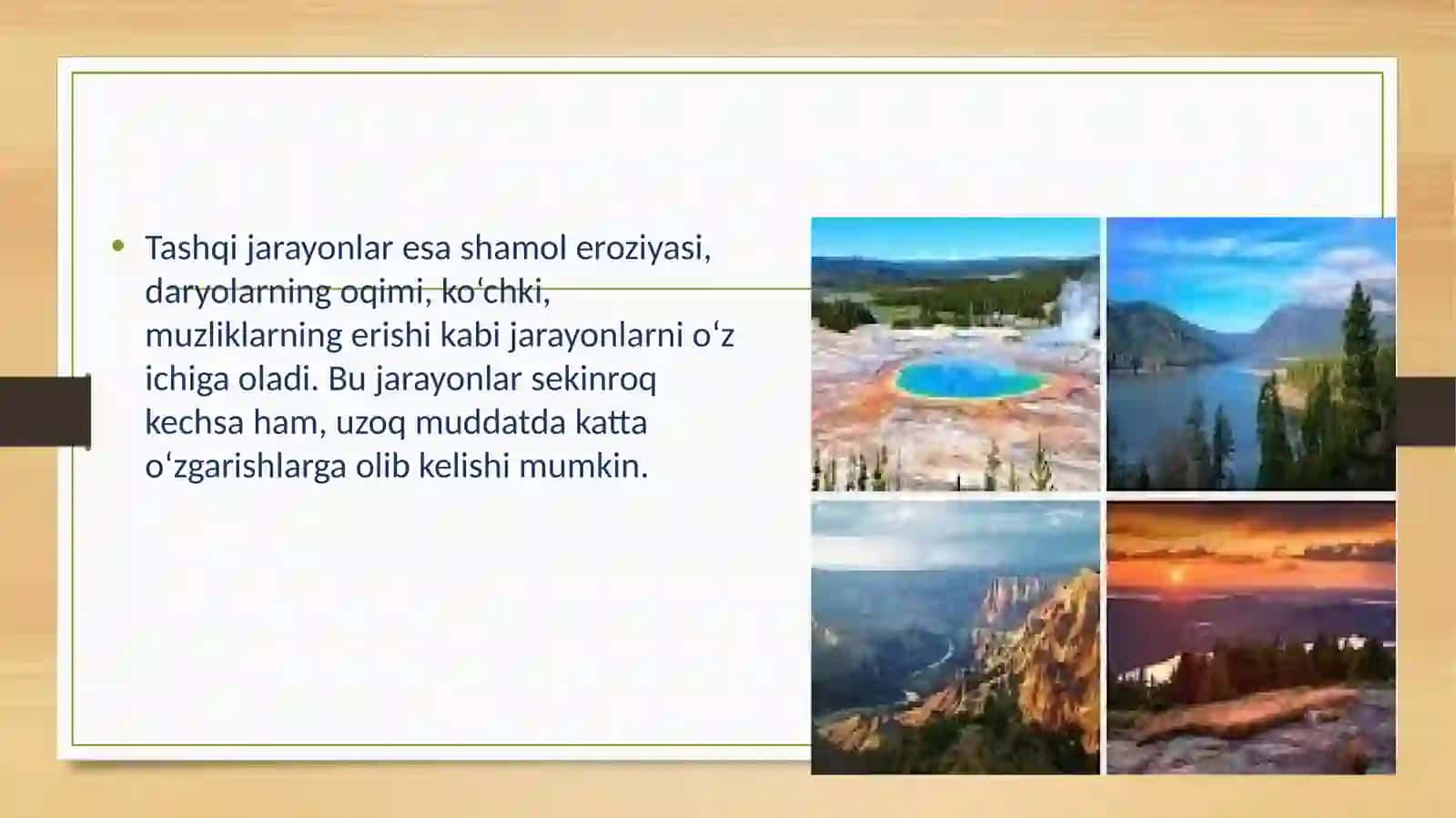 TABIIY GEOGRAFIK JARAYONLAR VA XODISALAR TURI, KO`LAMI VA XAVFI 4