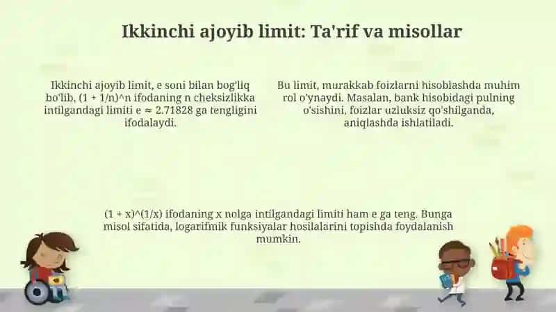 Birinchi va ikkinchi ajoyib limitlar 4