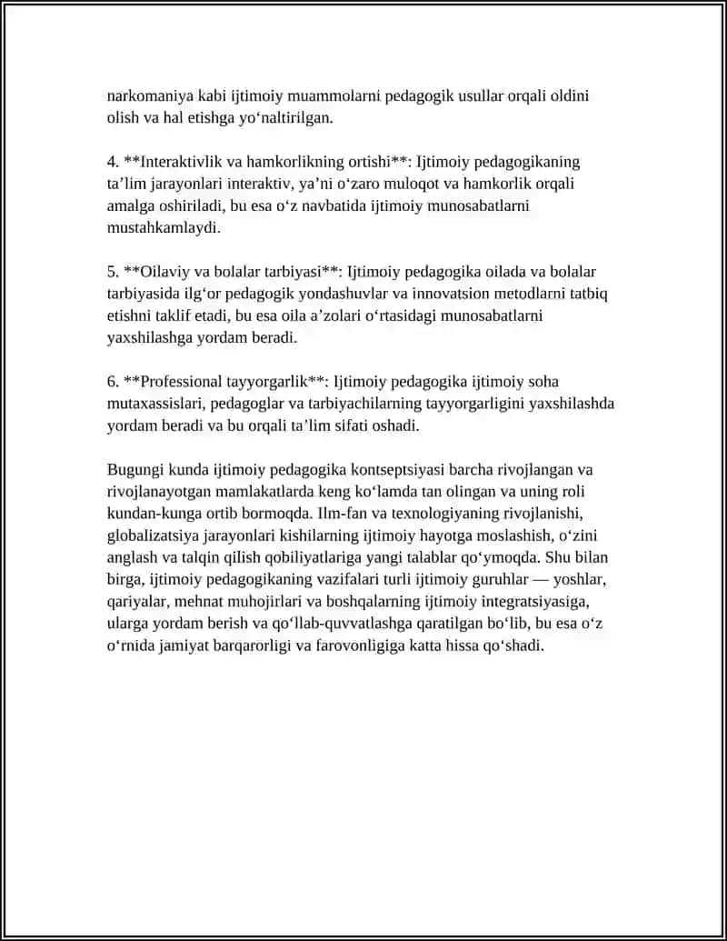 IJTIMOIY PEDAGOGIKANING JAMIYATDA TUTGAN O'RNI 4