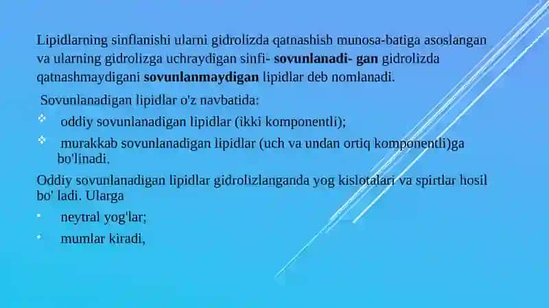 Lipidlar.Sovunlanadiganoddiyvamurakkablipidlar.Sovunlanmaydiganlipidlar 4