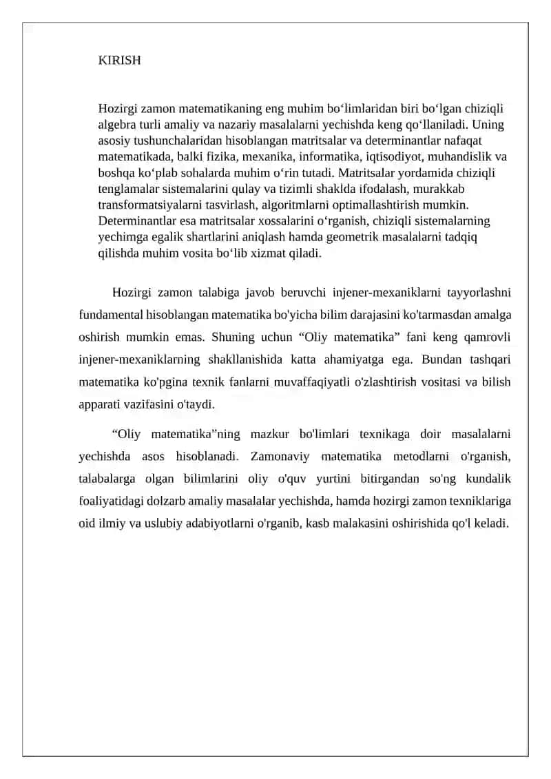 MATRITSALAR VA DETERMINANTLAR BILAN BOG’LIQ MASALALAR” 4