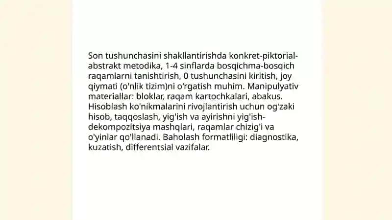 Boshlangʻich sinflarda matematika oʻqitish metodikasi fani 4