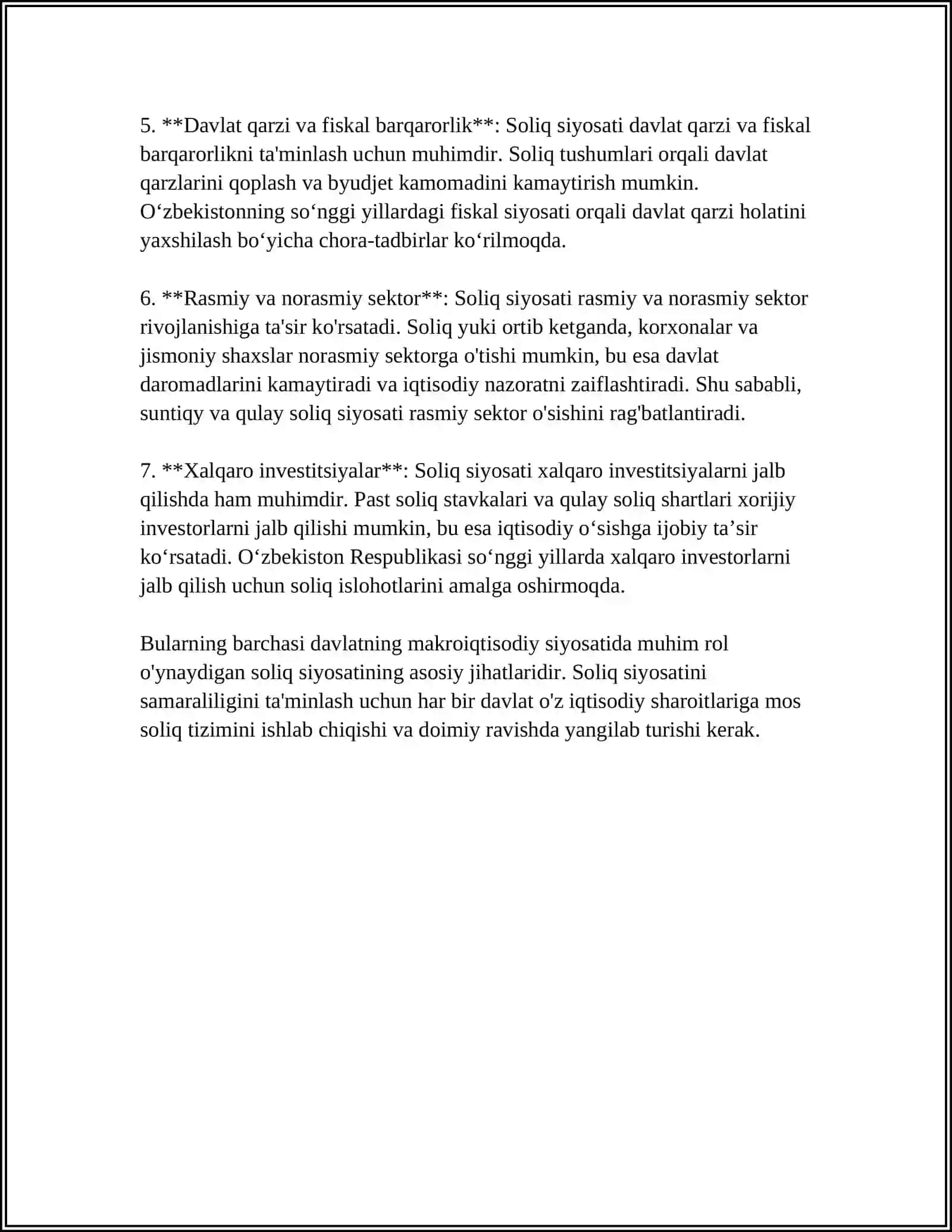 SOLIQLARNING MAKROIQTISODIY MOHIYATI VA RO'LI 4