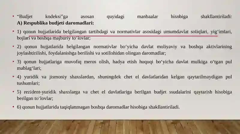 Davlat Budjeti va Davlat Maqsadli Jamg'armalari Budjetlari Daromadlari Hisobi 4