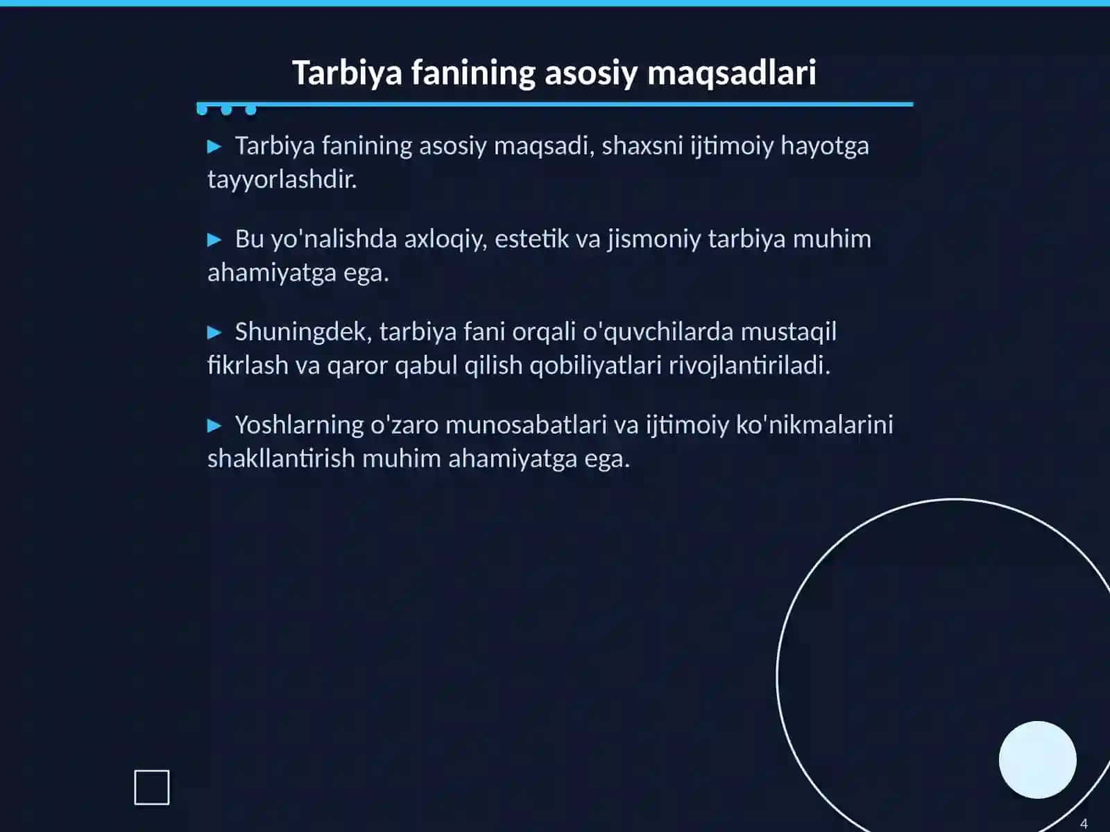 Tarbiya Fanini O'qitish Mazmuni 4