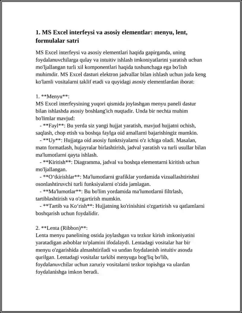 MS Excelda elektron jadvallar bilan ishlash 4