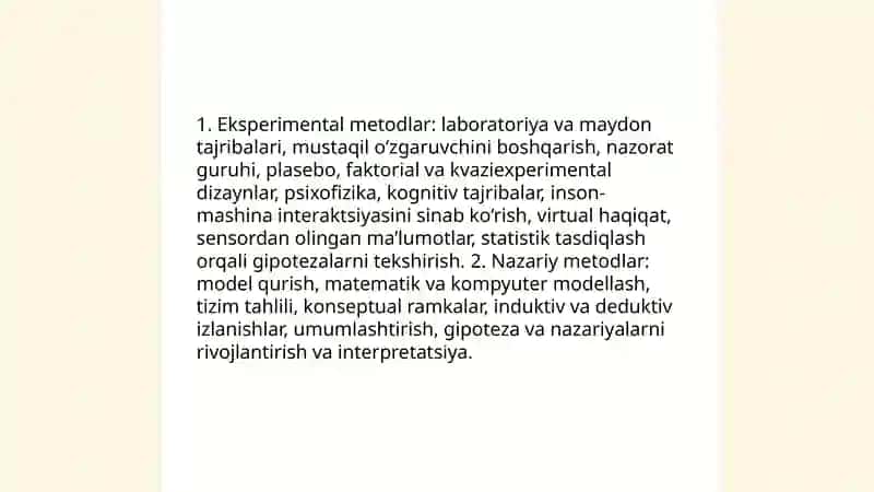 Psixologiya va muhandislik psixologiyasi fanlari metodlarining klassifikatsiyasi 4