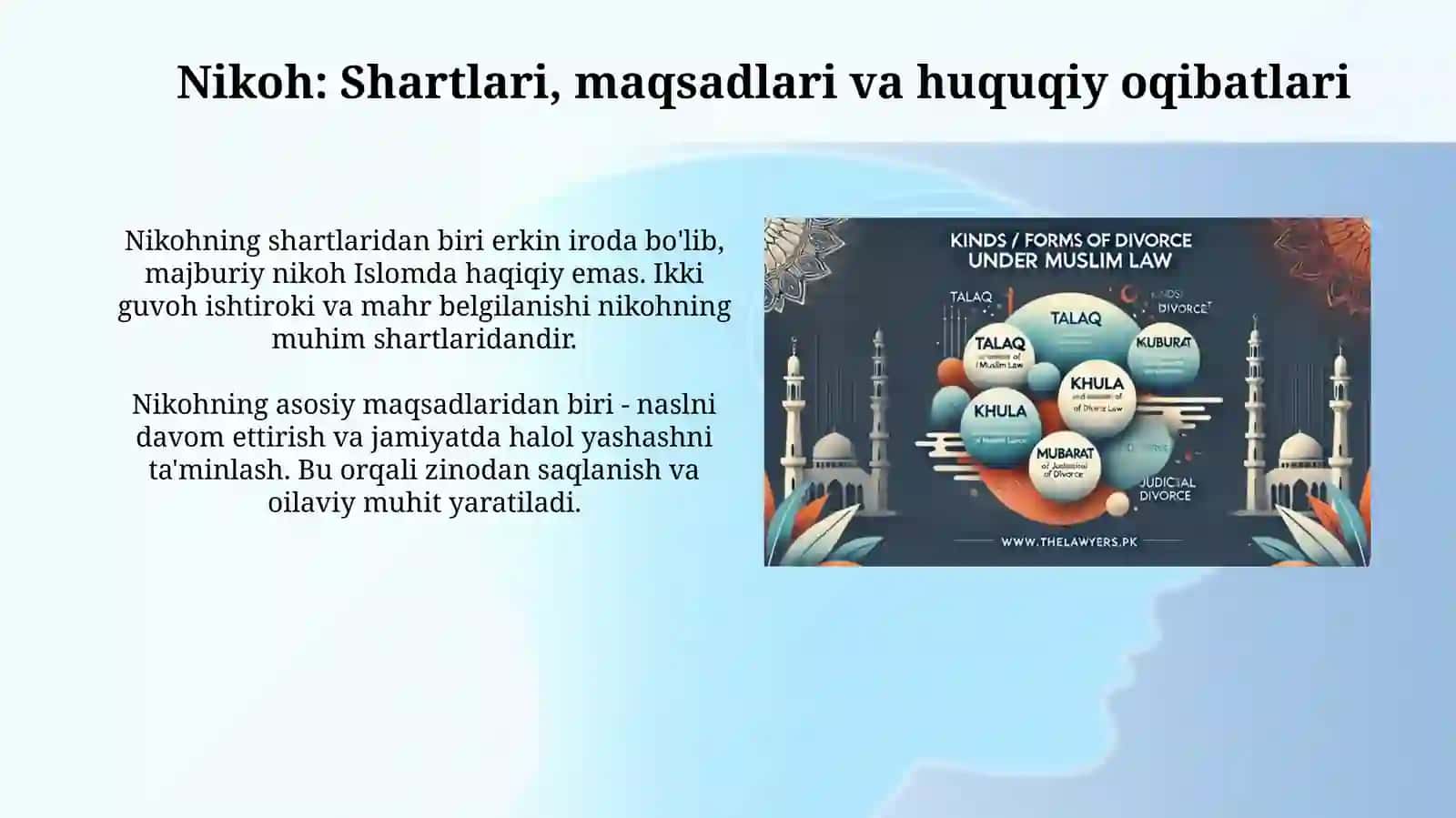 Islom huquqshunosligida oila, nikoh, taloq, idda, zihortushunchalarinitariflash 4