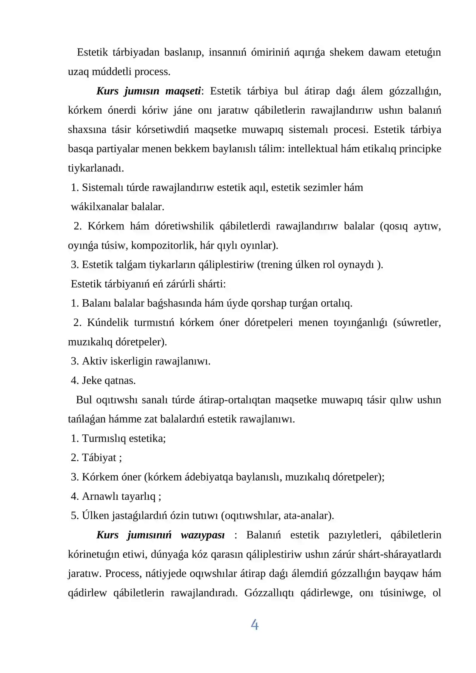 Mektepke shekemgi baslawısh shólkeminiń estetikalıq tárbiyası 4