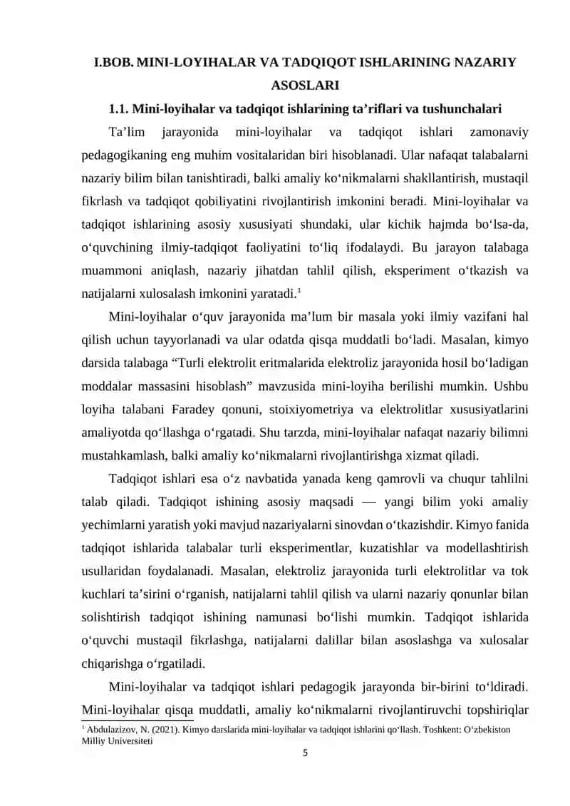 Mini-loyihalar va tadqiqot ishlari 4