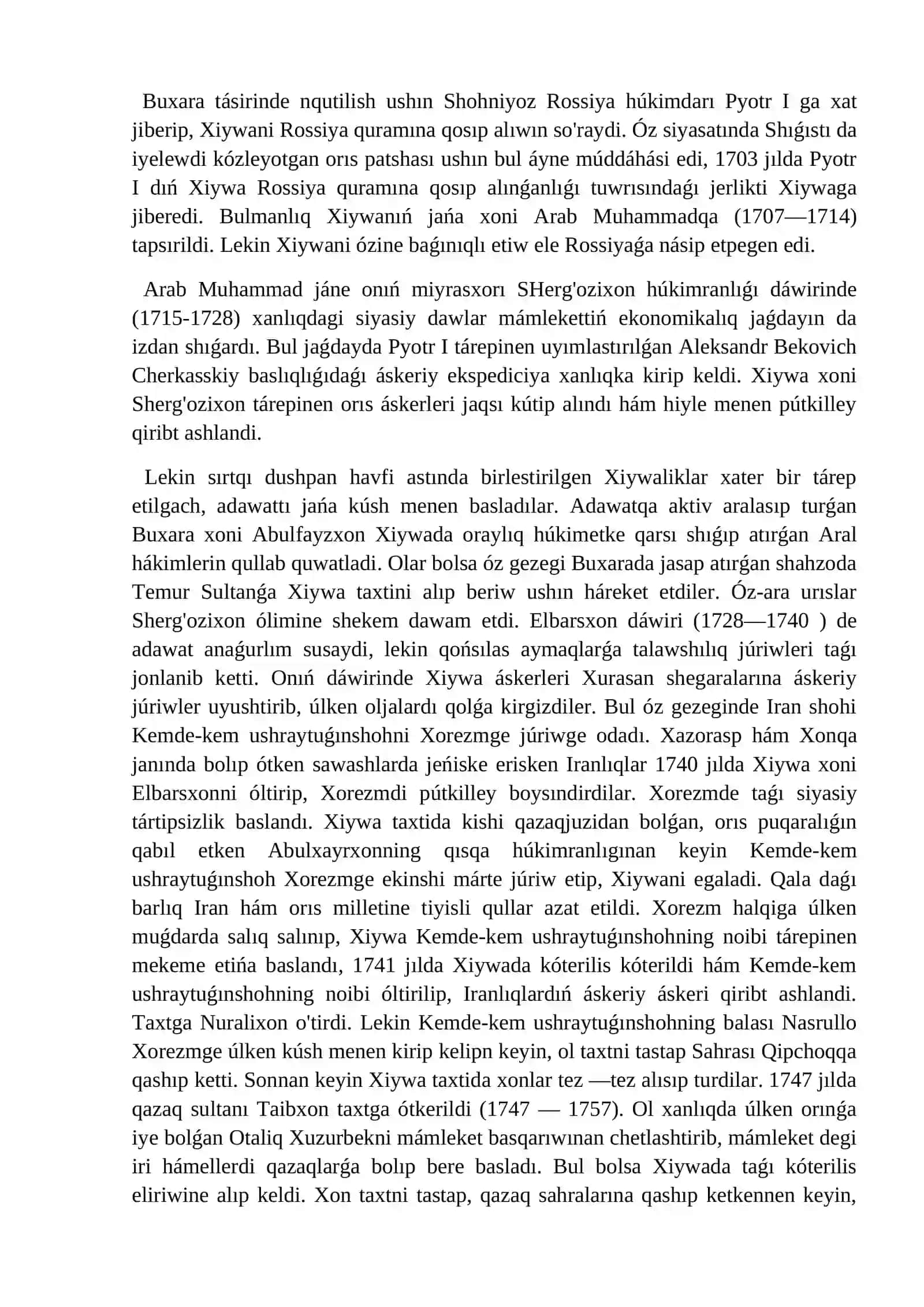 XVI-XVII ásirlerde Xiywa xanlıǵı 4
