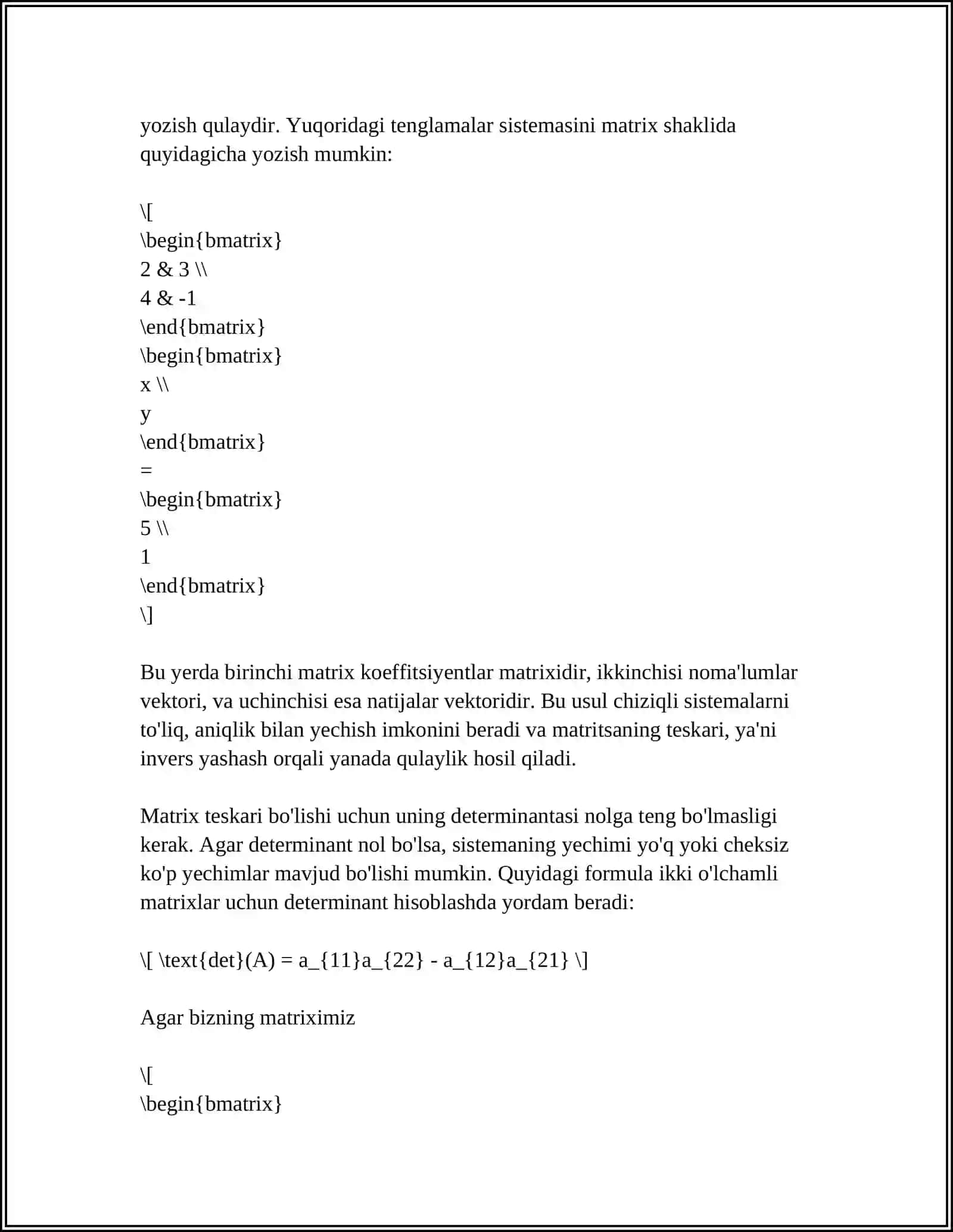 CHIZIQLI ALGEBRAIK TENGLAMALAR SISTEMASINI TAQRIBIY YECHISHNING VARIATSION USULLARI 4