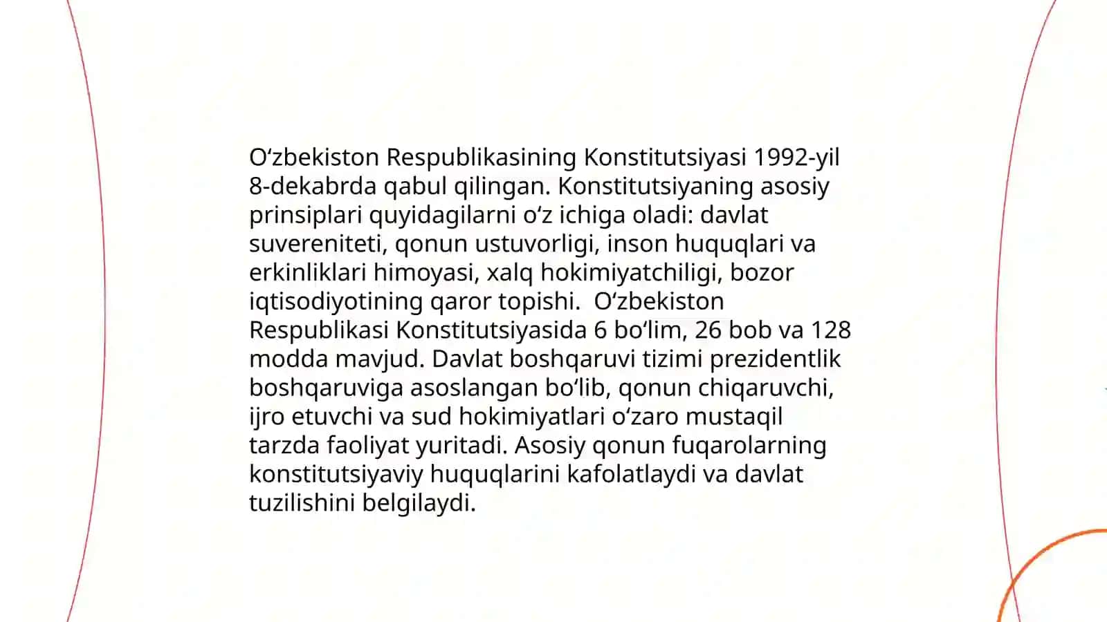 Oʻzbekiston Respublikasi Konstitutsiyasi inson huquqlari kafolati 4