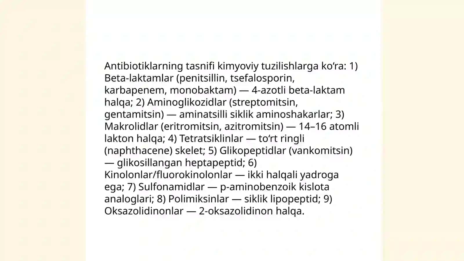 Antibiotiklar va kimyoterapevt preparadlar 4