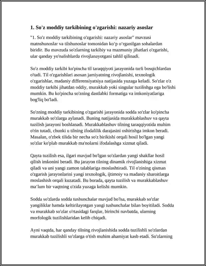 SÕZ MODDIY TARKIBINING ÕZGARISHI.SODDALASHUV.QAYTA TUZILISH 4