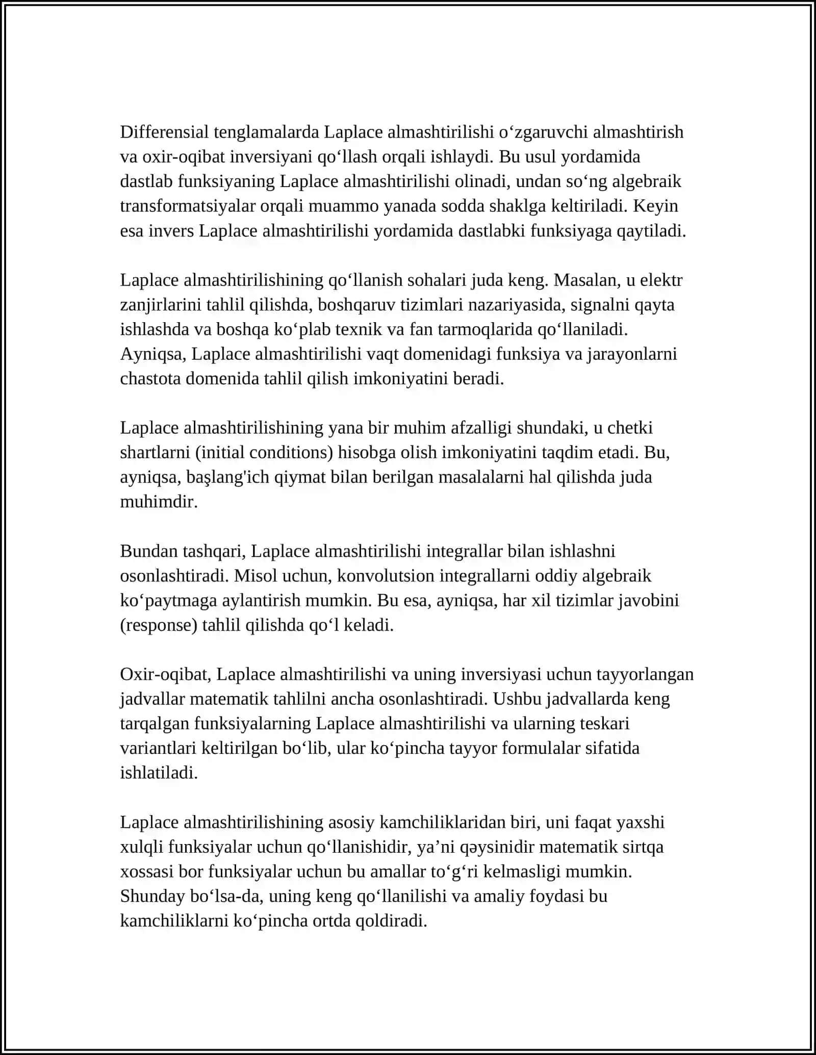 LAPLASH ALMASHTRILISHI, UNING XOSSALARI.ARGINALLAR SINFI,TASVIRLAR SINFI 2024-2025-o'quv yili 4