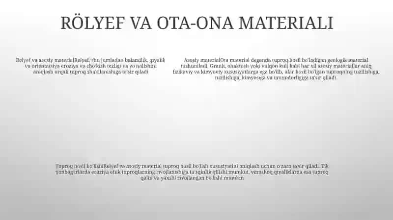 Tuproq Hosil BoʻLishida Relyefning Ahamiyati 4