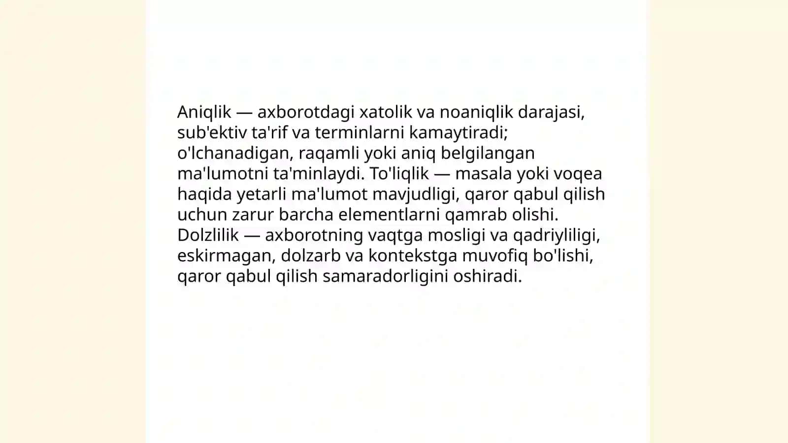 Axborot tushunchasi axborot turlari va ularning klassifikatsiyasi 4