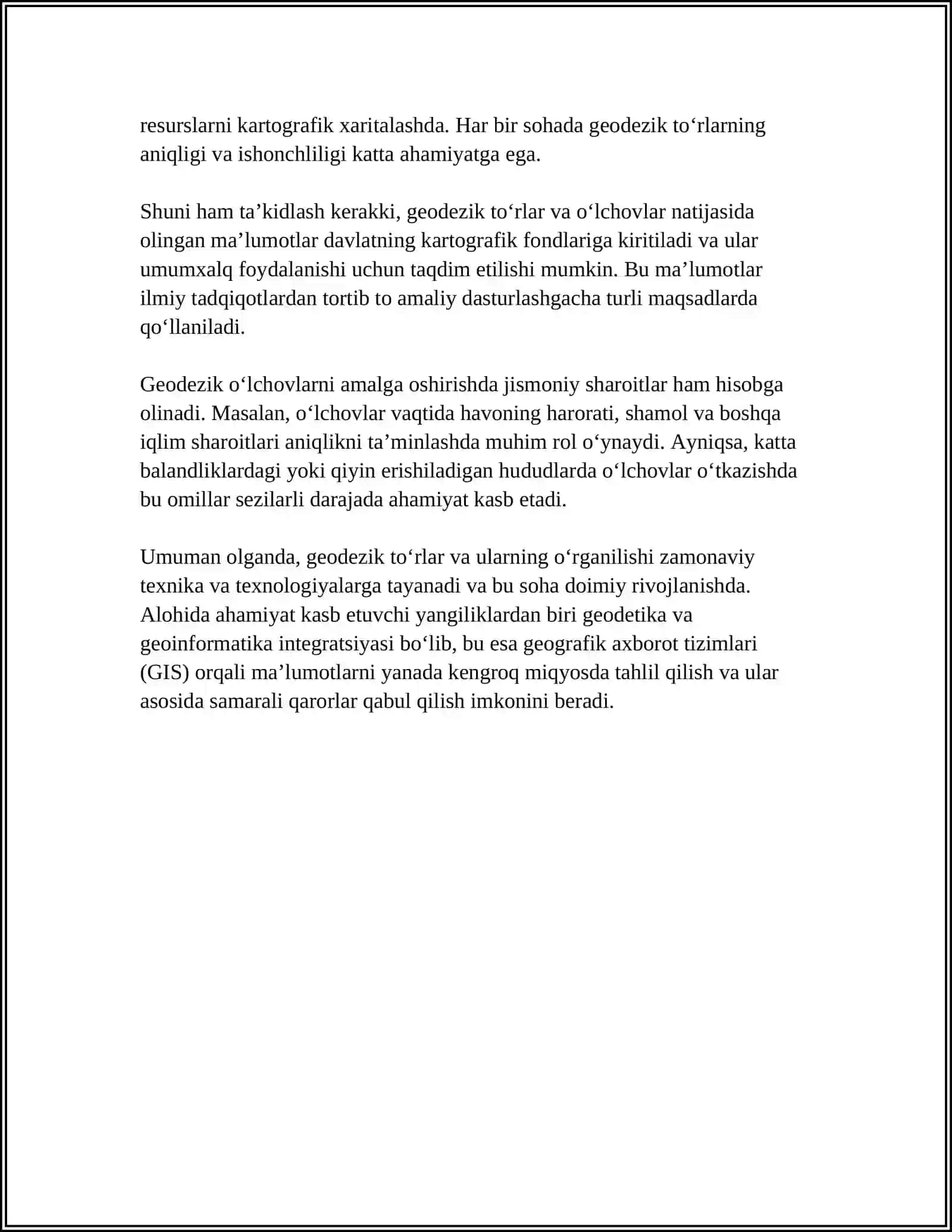 GEODEZIK TOʻRLARINI LOYIHALASH. GEODEZIK PUNKTLARNI REKOGNOSSIROVKA QILISH 4