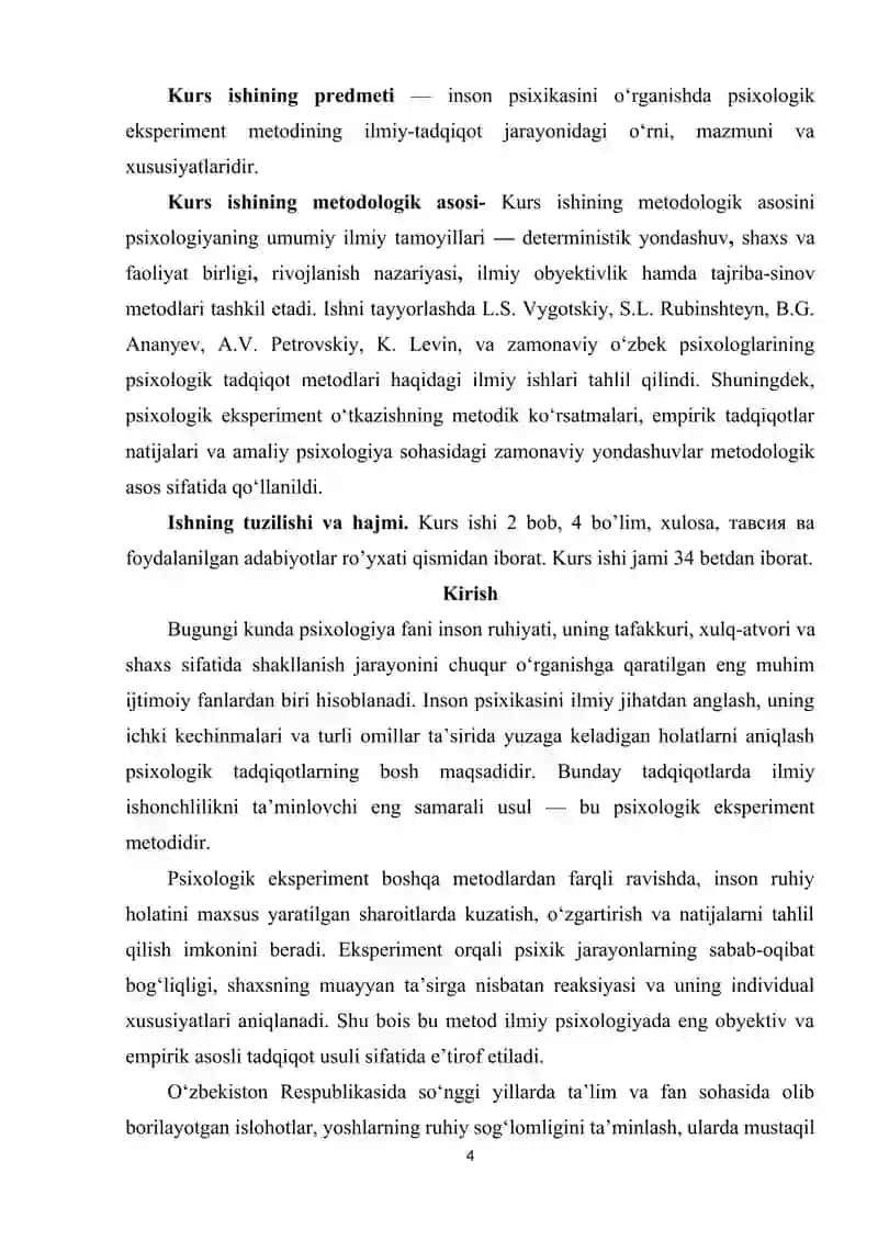 Psixologik eksperiment jarayoni va uning asosiy xususiyatlari 4