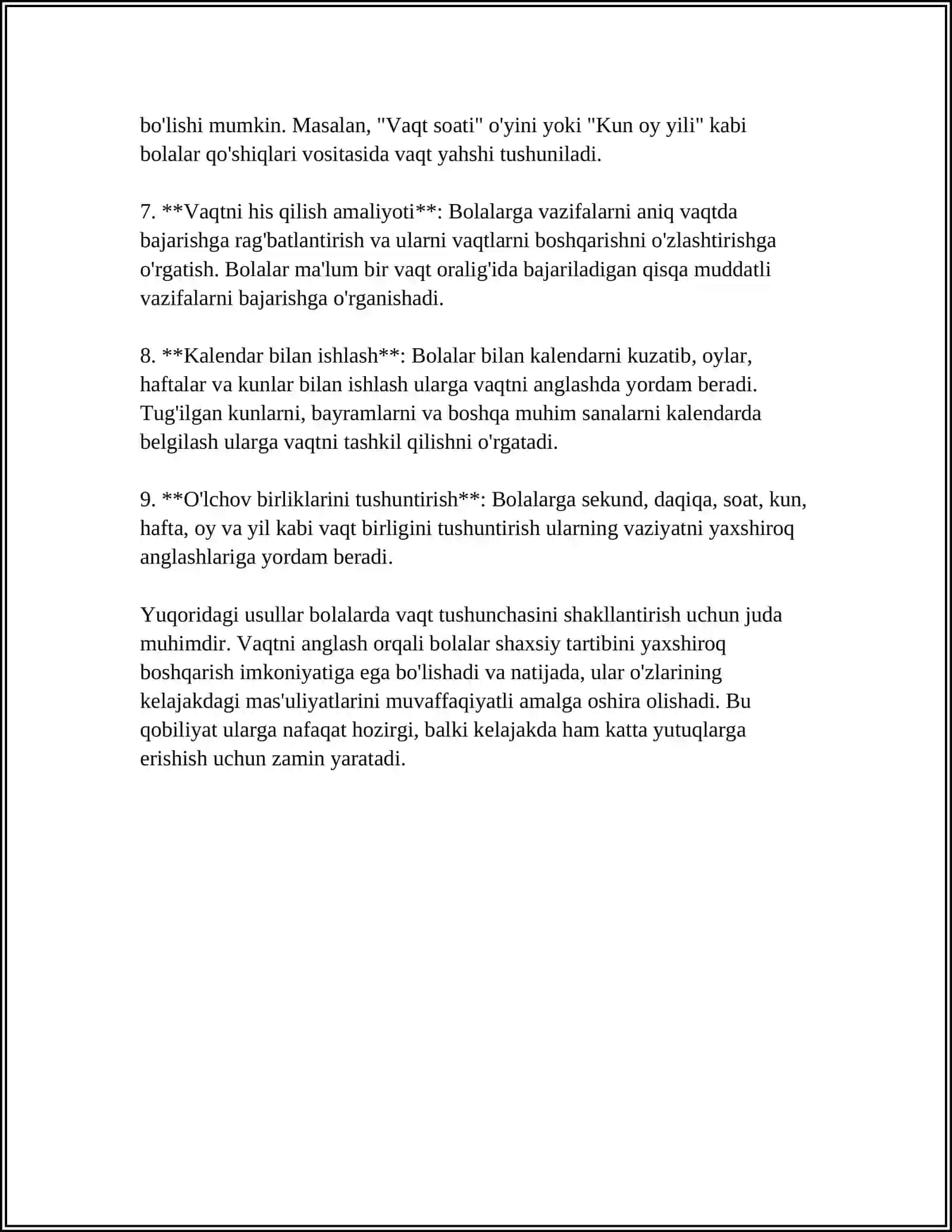 BOLALARDA VAQT TASSVVURLARNI SHAKLLANTIRISH 4