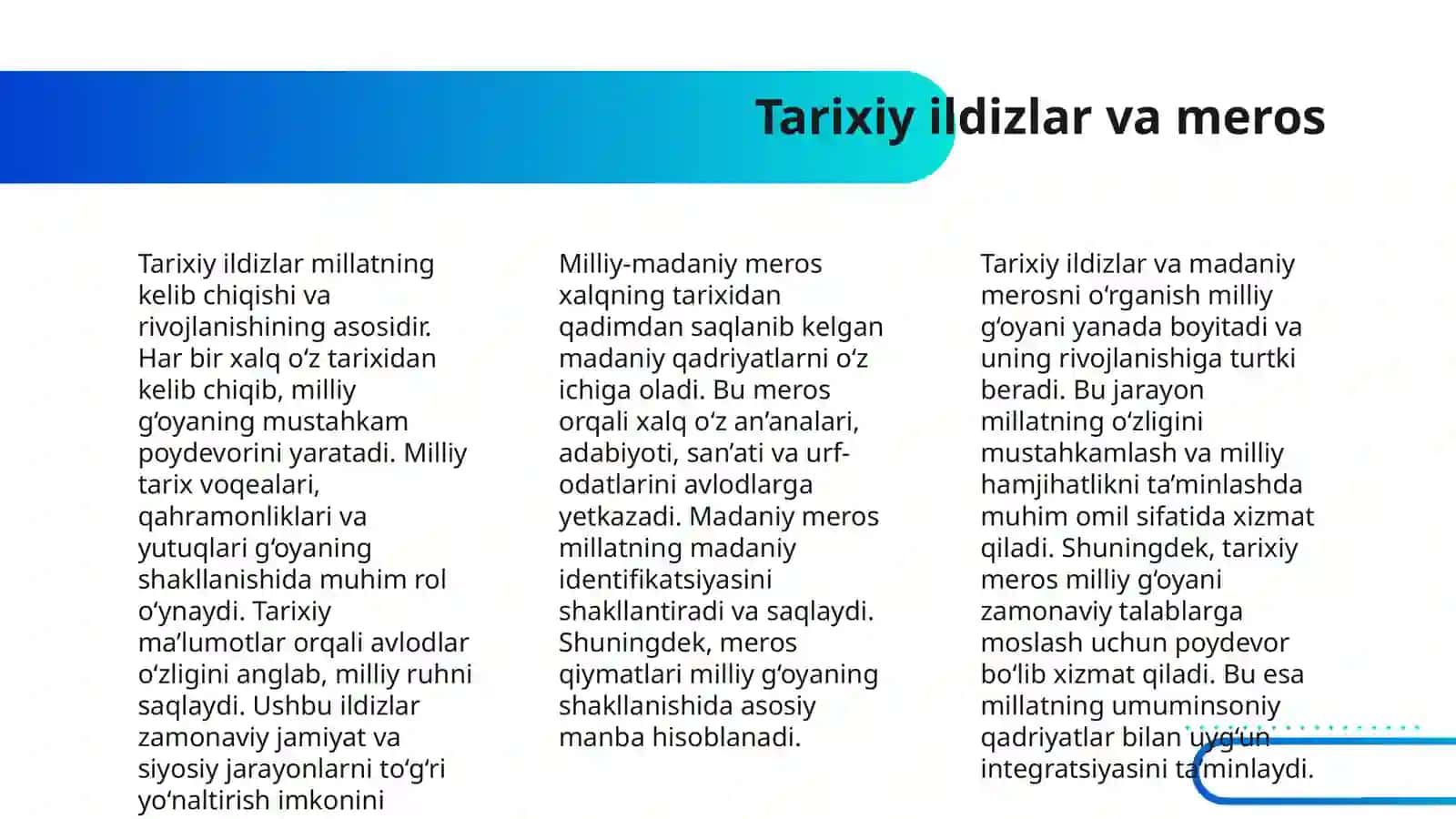 MILLIY G‘OYA TARG‘IBOTIDA MILLIY-MADANIY MEROS VA UMUMINSONIY QADRIYATLAR UYG’UNLIGI 4