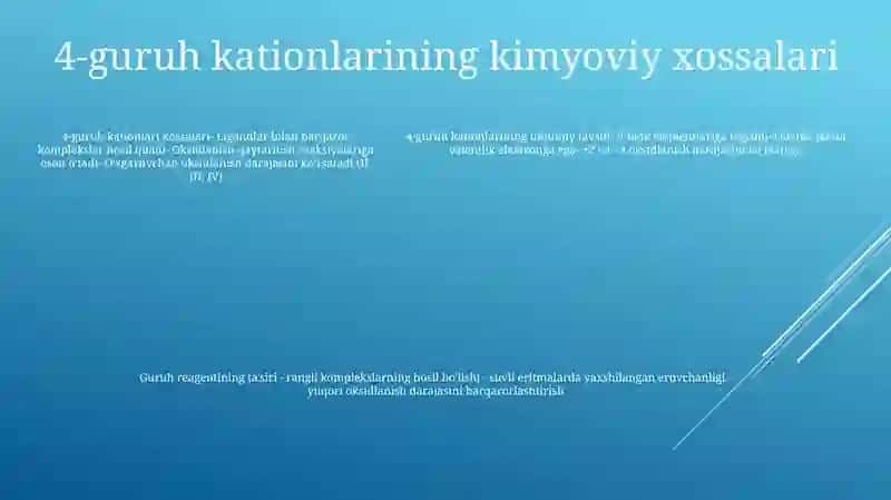4-Guruh Kationlarining Umumiy Tavsifi Va Guruh Reagentining Ta'Siri 4