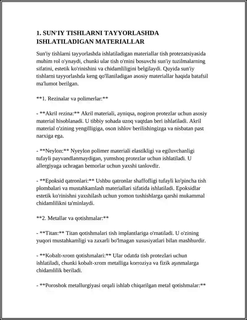SUN'IY TISHLARNI TAYYORLASHDA ISHLATILADIGAN MATERIALLARNING MEXANIK XOSSALARI 4