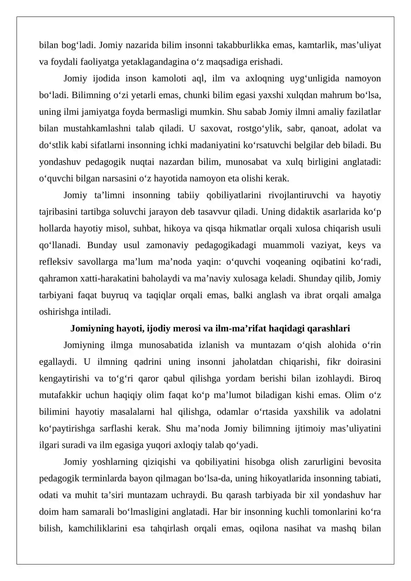 Abdurahmon Jomiyning ta’limiy-axloqiy qarashlari. Alisher Navoiyning pedagogik qar 4