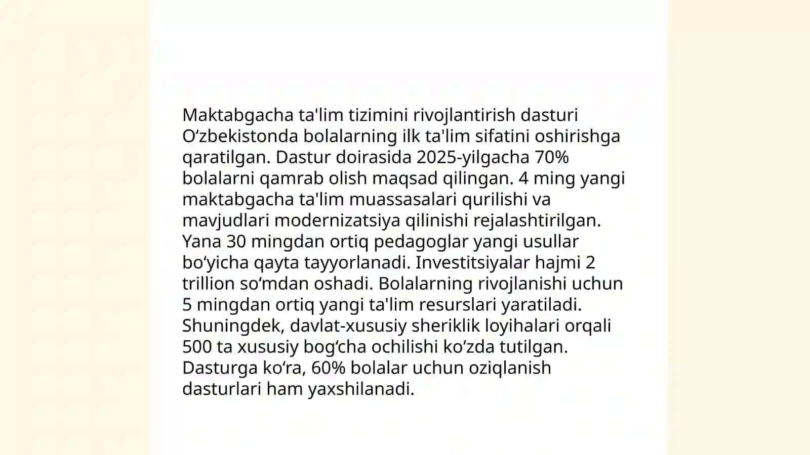 Maktabgacha ta'lim rivojlantirish strategiyasi 4