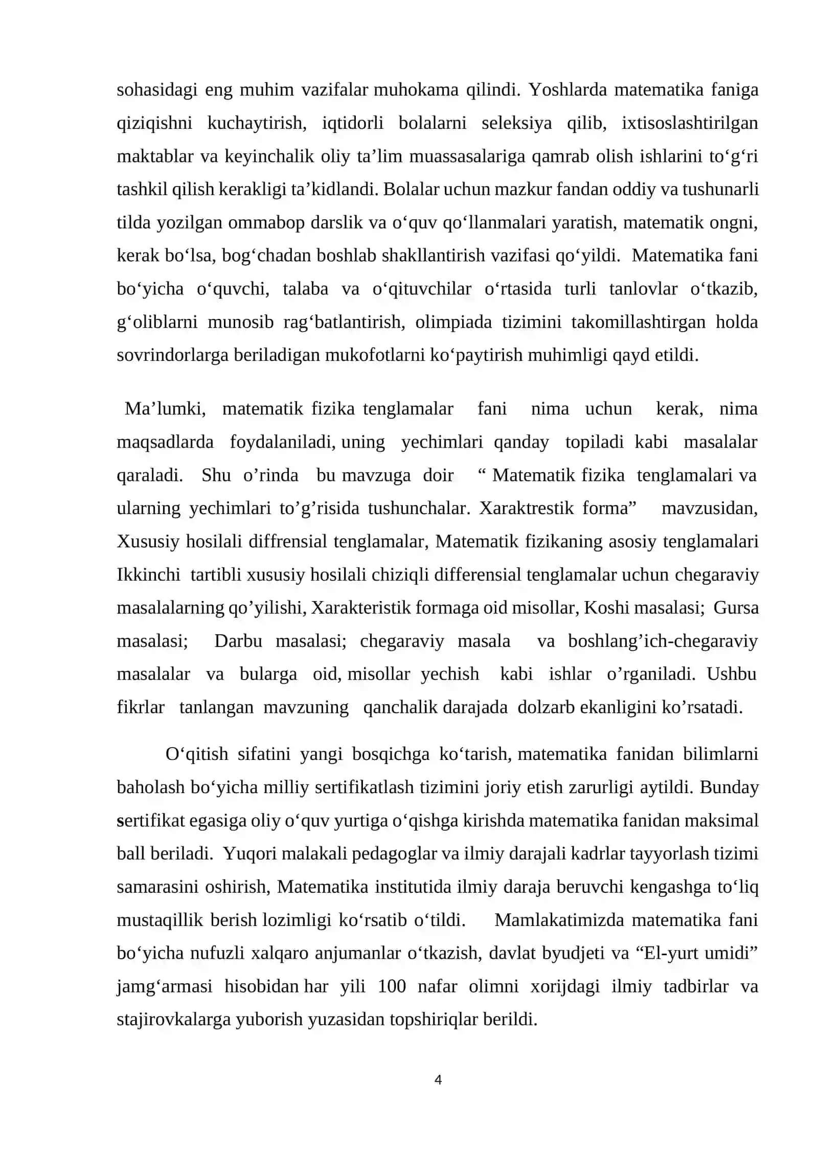 Matematik fizika tenglamalari va ularning yechimlari to’g’risida tushunchalar.Xaraktrestik forma 4