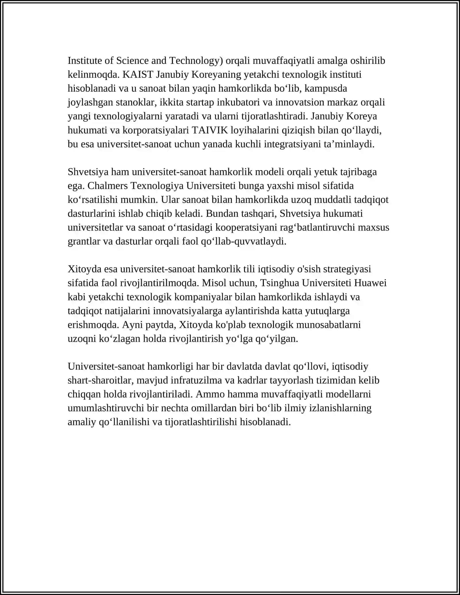 Universitet-sanoat hamkorligining xalqaro muvaffaqiyatli modellari 4