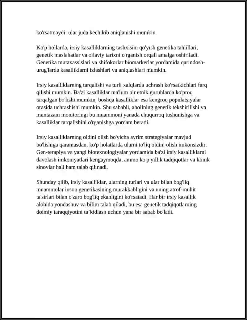 IRSIY KASALLIKLAR. TIBBIY GENETIK MASLAHAT 4