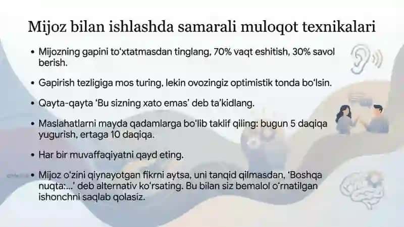 Depressiv xulq-atvor li mijozlarga maslahatlar 4