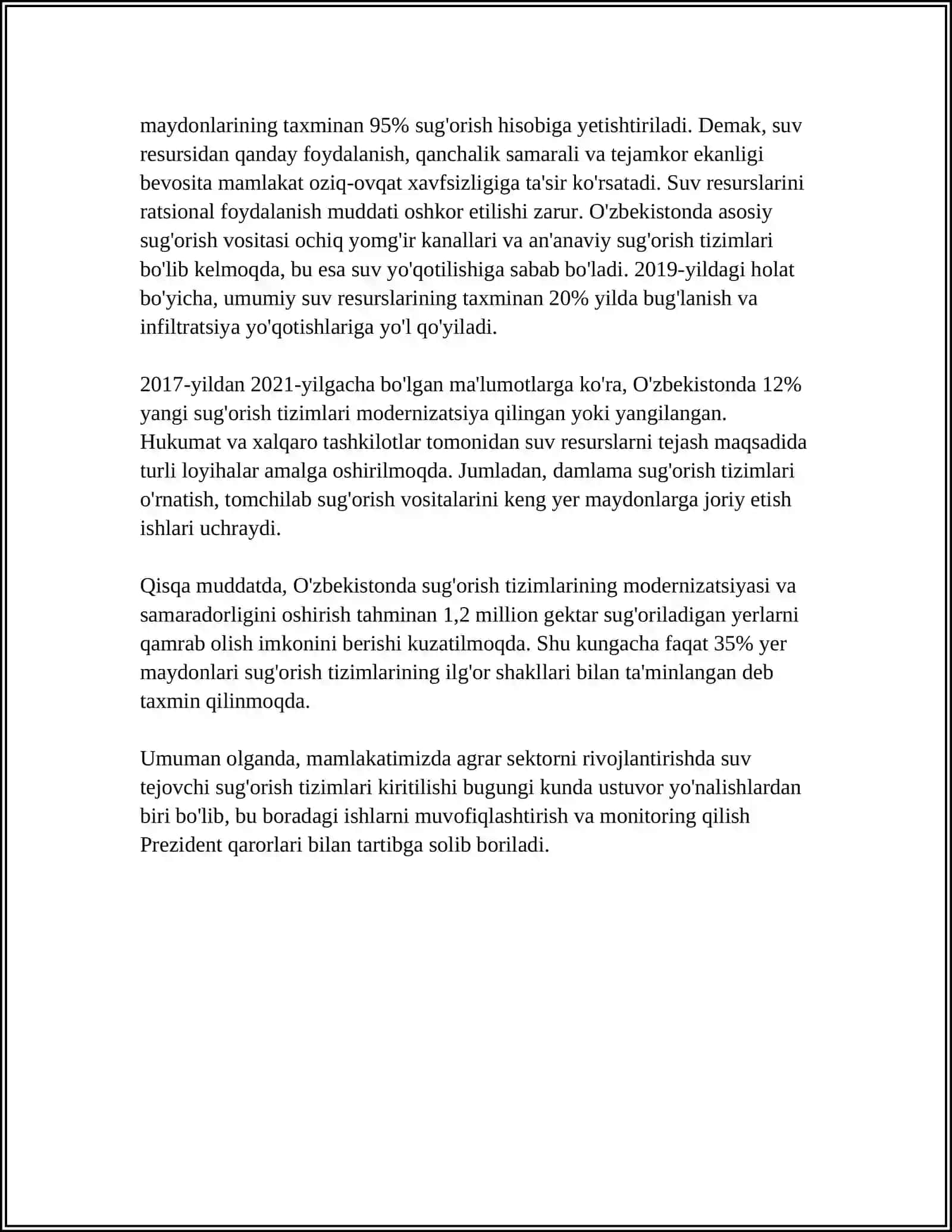 RESPUBLIKAMIZ DEHQONCHILIGININ HOZIRGI HOLATI MUAMMOLAR VA HAL QILISH YÓLLARI 4