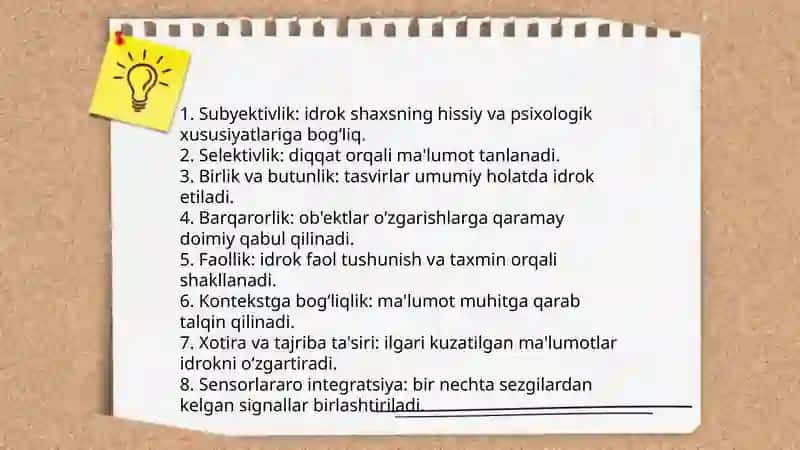 Idrok haqida tushuncha va uning xususiyatlari 4