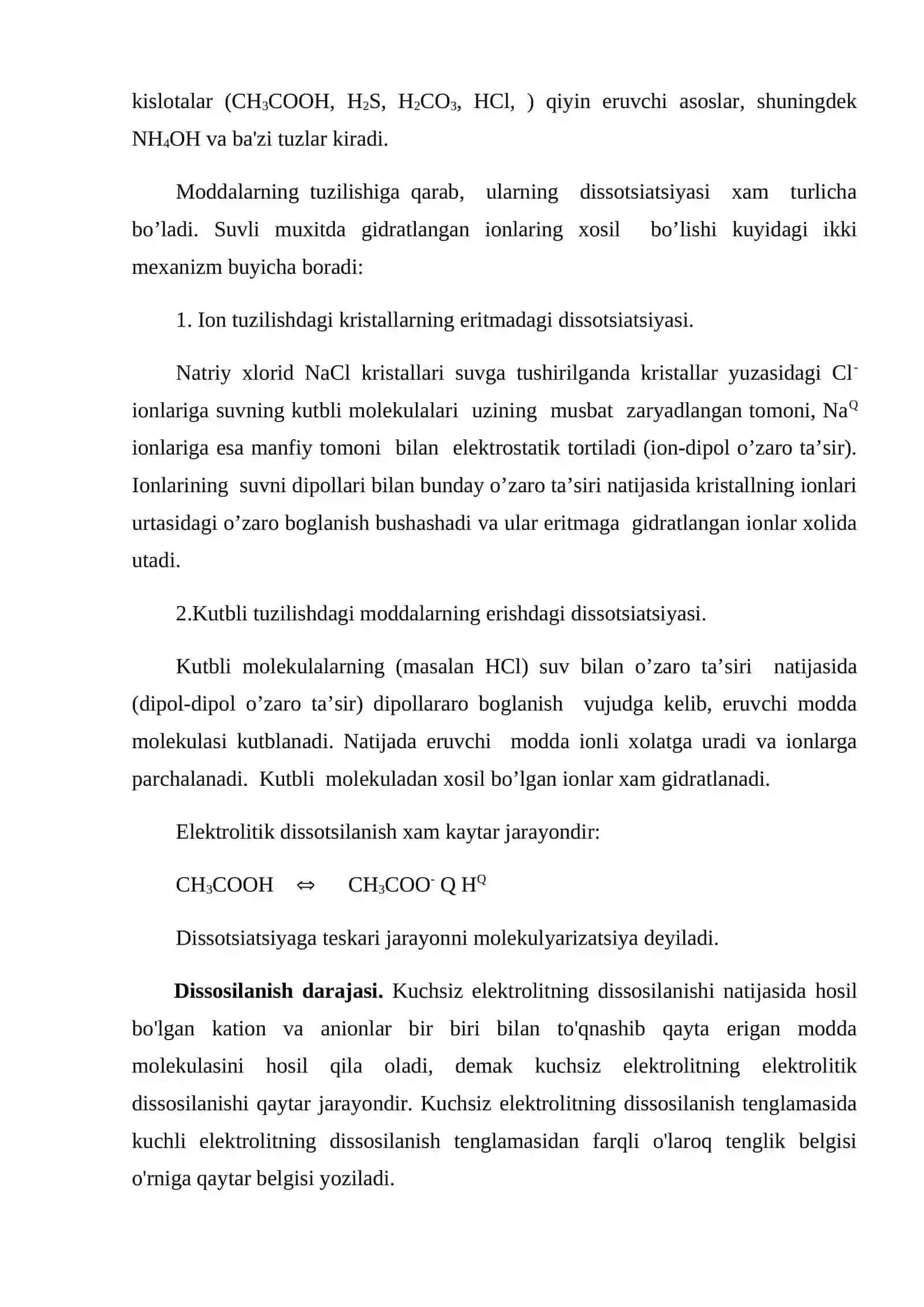 ELEKTROLITIK DISSOSILANISH NAZARIYASI. IONLARARO REAKSIYALAR 4