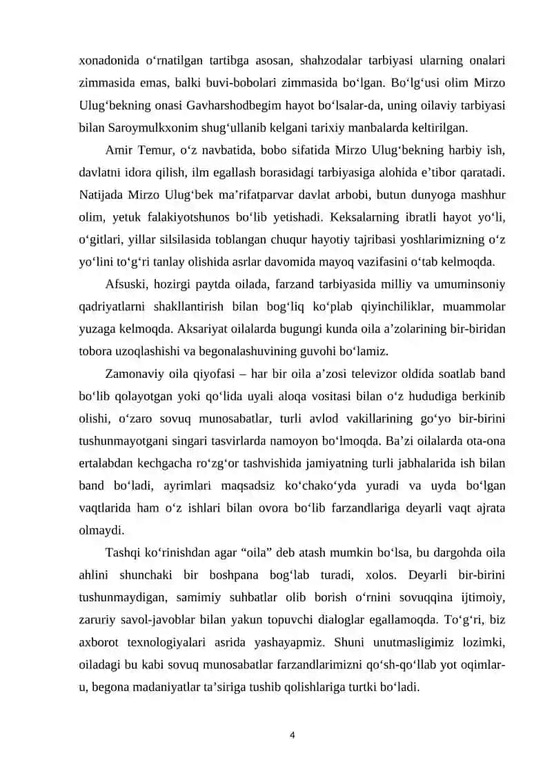 Oilaviy an’analar, qadriyatlar tahlili 4
