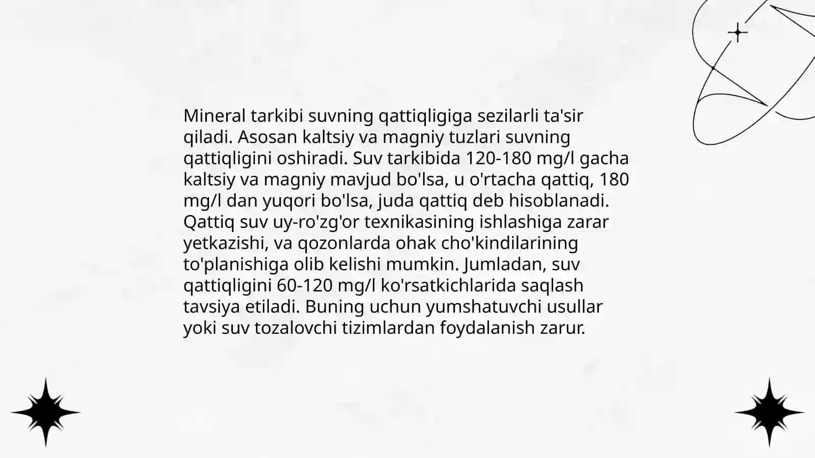 Suvning qattiqligi va uni yumshatish usullari 4
