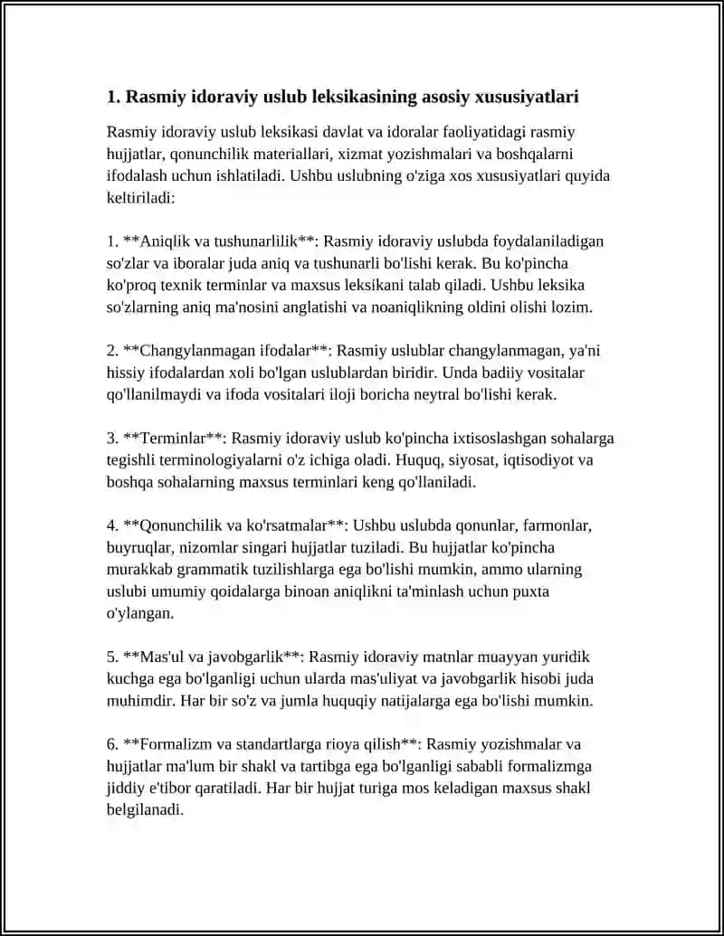RASMIY IDORAVIY USLUBLARNING LEKSIK GRAMMATIK XUSUSIYATLARI 4