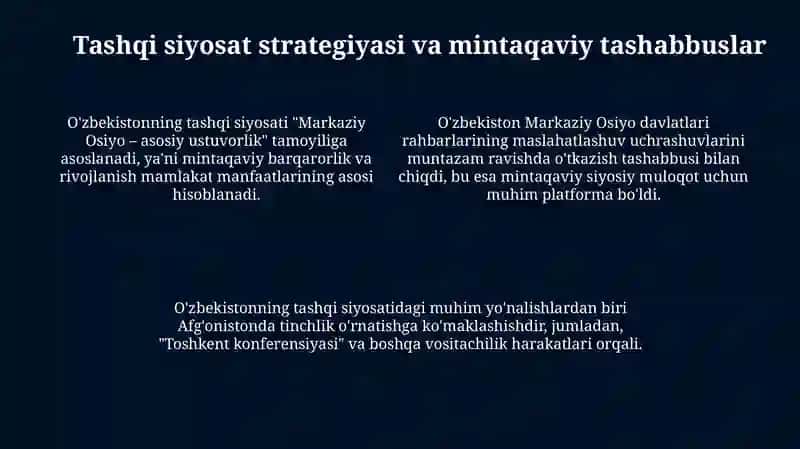 O'zbekistonning Markaziy Osiyoda tinchlik va barqarorlikni ta'minlash 4