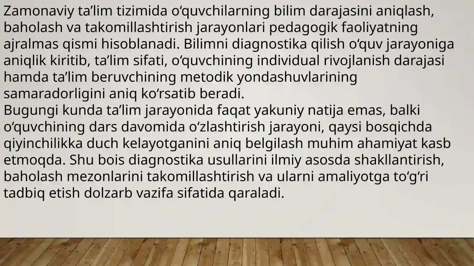 BIOLOGIYA DARSLARIDA O‘QUVCHILARNING BILIMINI DIAGNOSTIKA QILISH 4