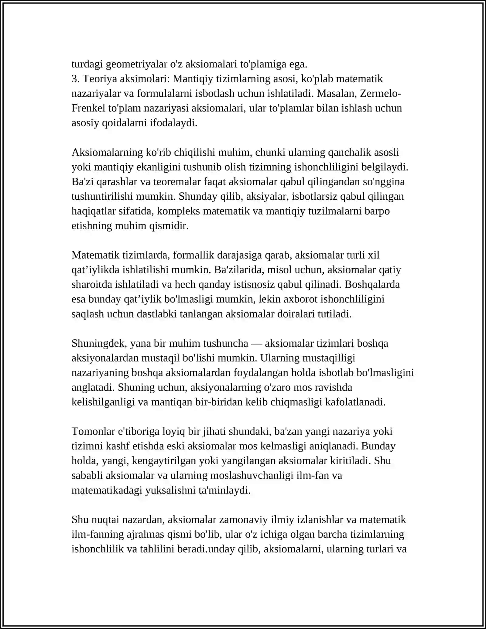 YEVKLID GEOMETRIYASIDA "AKSIOMA" VA "POSTULAT"TUSHUNCHALARI 4