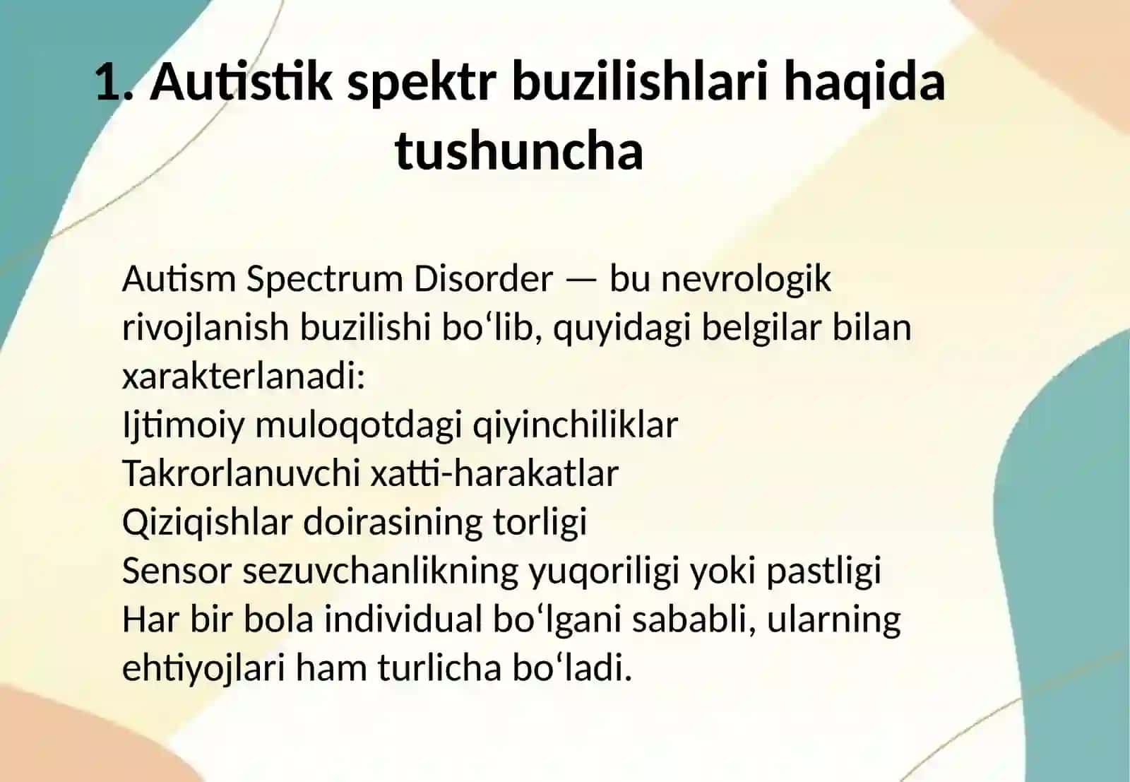 Autistik spektr buzilishlariga ega bolalar uchun inklyuziv ta'lim strategiyalari va ularni amalga oshirish shart-sharoitlari 4